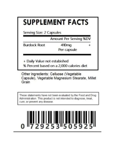 Cápsulas de Bardana Vegetales Isla Herbal 120 Unidades