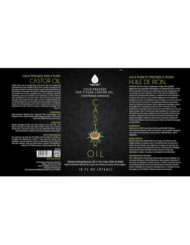 Aceite de Ricino Pursonic 473ml Prensado en Frío 100% Puro