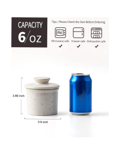 Crock de Mantequilla XELA Cerámica Blanco Manchado 170g 2