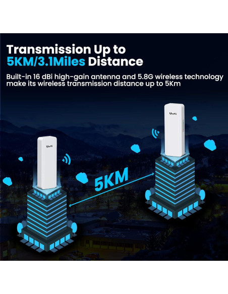 Puente Inalámbrico Gigabit UeeVii CPE850 5.8GHz 5KM Exterior