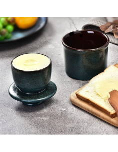 Crock para Mantequilla Cerámica Teapeak Azul 184g 2