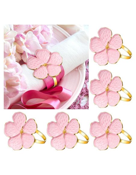 Conjunto de 12 Anillos de Servilleta Floral Dorado Patelai