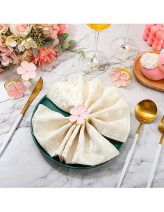 Conjunto de 12 Anillos de Servilleta Floral Dorado Patelai 2