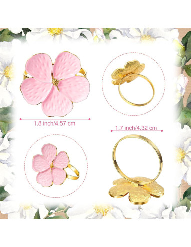 Conjunto de 12 Anillos de Servilleta Floral Dorado Patelai