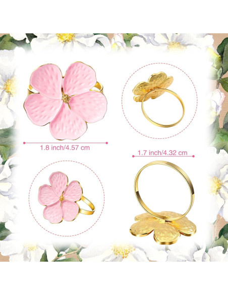 Conjunto de 12 Anillos de Servilleta Floral Dorado Patelai
