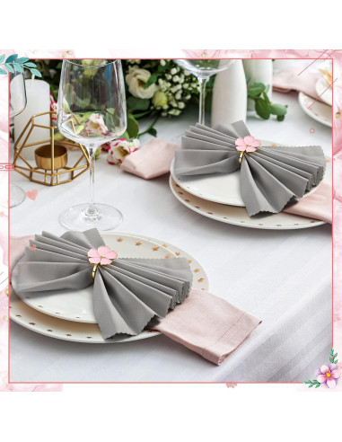 Conjunto de 12 Anillos de Servilleta Floral Dorado Patelai