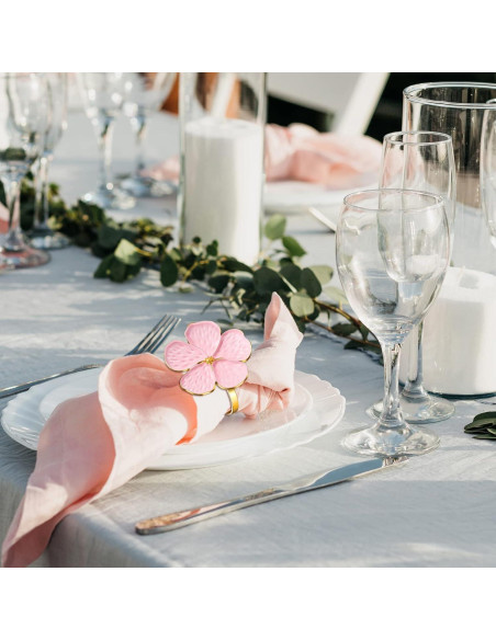 Conjunto de 12 Anillos de Servilleta Floral Dorado Patelai