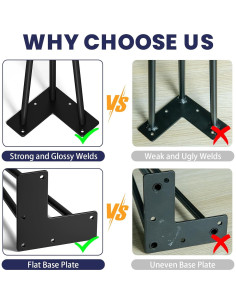 Patas de Mesa SMARTSTANDARD 10 cm Horquilla Acero Negro 4 Piezas 2