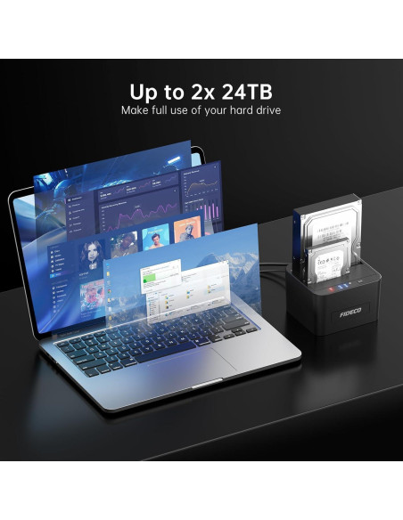 Dock de Disco Duro Externo FIDECO YPZ04-S2 USB 3.0 Clonación Offline