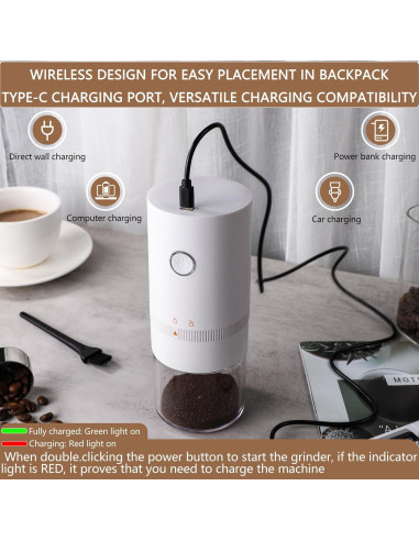 Molinillo de Café Eléctrico Portátil MOSYONE Blanco 0.49kg