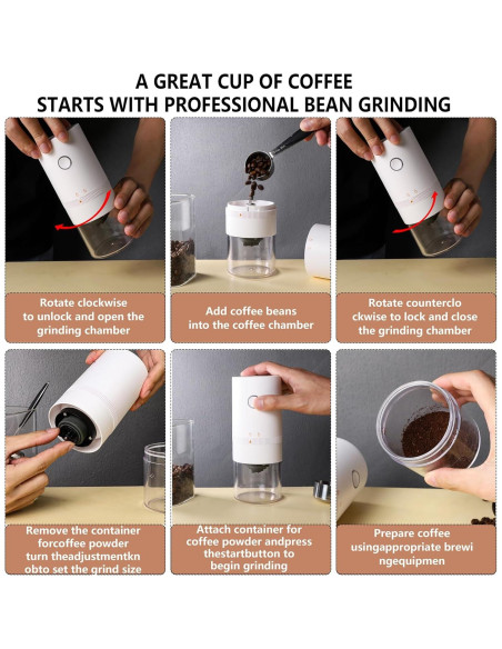 Molinillo de Café Eléctrico Portátil MOSYONE Blanco 0.49kg