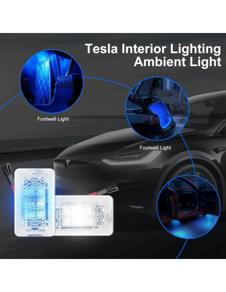 Kit de Bombillas LED Interiores RCBDCYGJ para Tesla Model 3/Y/S/X - 4 Pcs Luz Blanca