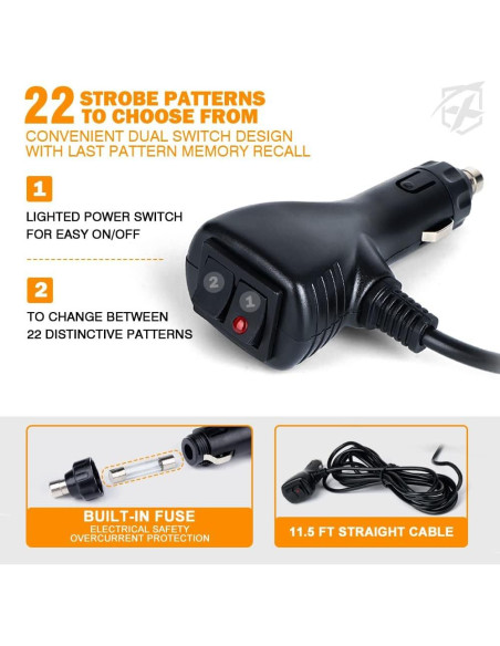 Barra de Luz Estroboscópica Xprite 16" LED Ámbar y Blanco