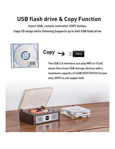 Reproductor de CD Bluetooth CARONSORT MSR-E300 con USB y FM