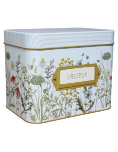 Caja de Recetas de Lata SENSORY4U con 100 Tarjetas y Divisores