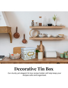 Caja de Recetas de Lata SENSORY4U con 100 Tarjetas y Divisores 2