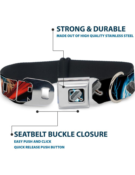 Collar de Perro Buckle-Down Thor 2.5cm Ancho 23-38cm Ajustable