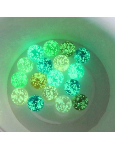 10 Canicas de Vidrio Doradas Brillantes en la Oscuridad 12mm