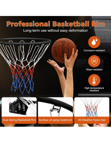 Aro de Baloncesto Yone jx je 18" (45.72 cm) Doble Resorte Negro