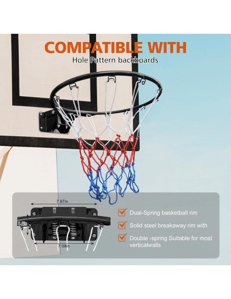 Aro de Baloncesto Yone jx je 18" (45.72 cm) Doble Resorte Negro