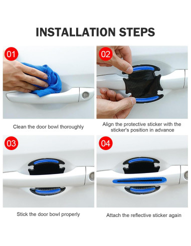 Protector de Manija de Puerta de Coche Ferianl 8 Piezas Azul