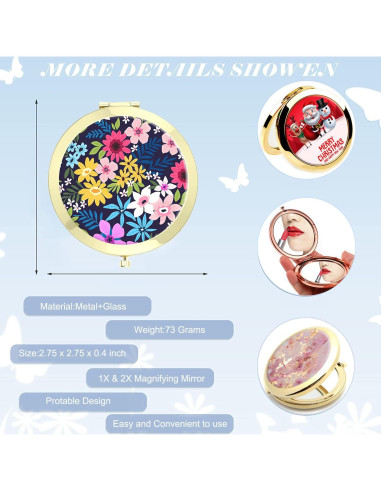Espejo Compacto Doble Cara LONNAONE 7cm Plegable Viaje