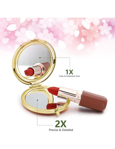 Espejo Compacto Doble Cara LONNAONE 7cm Plegable Viaje