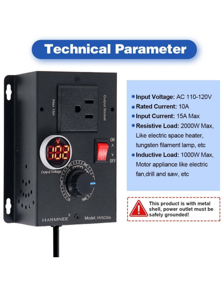 Controlador de Velocidad de Motor AC HARMNEE 10A con Pantalla LED