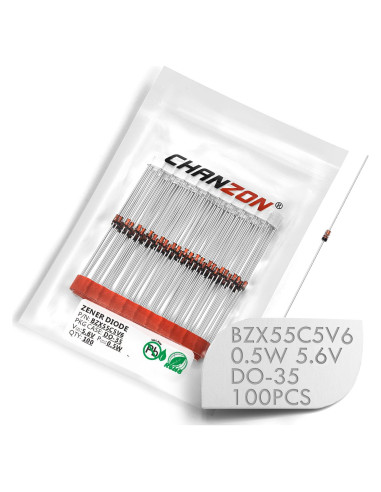 Diodo Zener Chanzon BZX55C5V6 0.5W 5.6V Paquete 100 Piezas