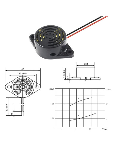 Zumbador Piezoeléctrico Activo HRSYYL 12V 85dB 10pcs