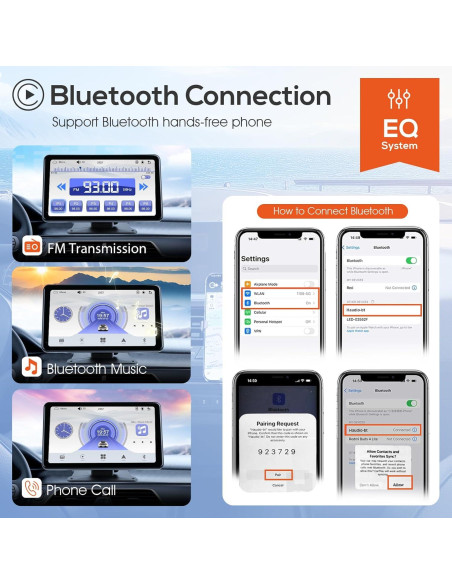 Estéreo Portátil 7" Haudio CarPlay Android Auto Bluetooth Estéreo Portátil 7" Haudio CarPlay Android Auto Bluetooth