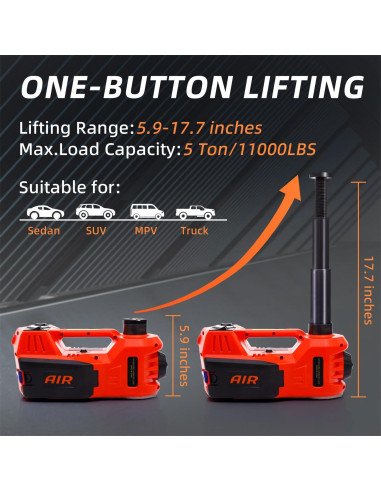 Gato Eléctrico STANDTALL 5 Toneladas 12V con Llave y Bomba