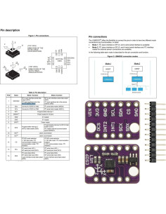 2PCS Módulo Sensor Acelerómetro Giroscopio LSM6DS3 SPI I2C 2