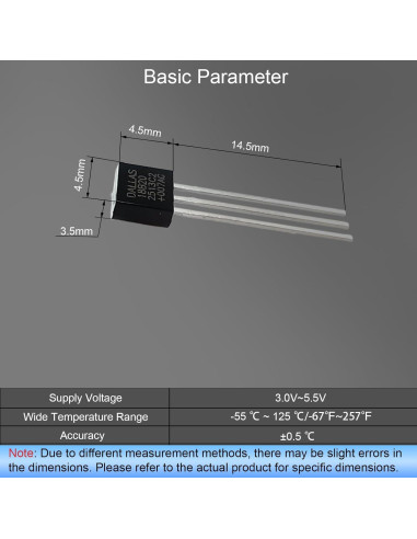 10 Piezas Sensor de Temperatura Digital DS18B20 -55C a 125C