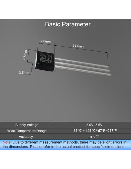 10 Piezas Sensor de Temperatura Digital DS18B20 -55C a 125C
