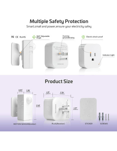 Kit de Enchufe Inalámbrico con Sensor de Movimiento RAYZEEK 10A