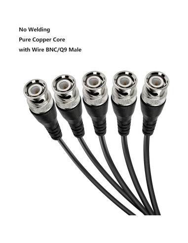 Cable Pigtail BNC Macho MEIRIYFA 0.2m para CCTV - 5 Pcs
