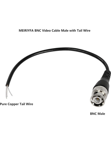 Cable Pigtail BNC Macho MEIRIYFA 0.2m para CCTV - 5 Pcs