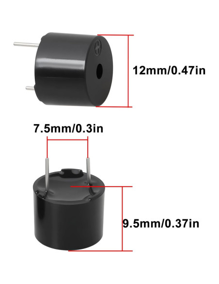 20 Zumbadores Electrónicos Activos 15.5x12mm 9V/12V Micro Traders