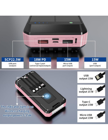 Banco de Energía Solar 49800mAh Shenzhen SD28 Carga Rápida 22.5W