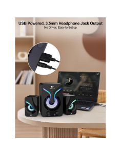 Altavoces de Computadora OROW S212 2.1 con Subwoofer y RGB 2