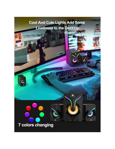 Altavoces de Computadora OROW S212 2.1 con Subwoofer y RGB