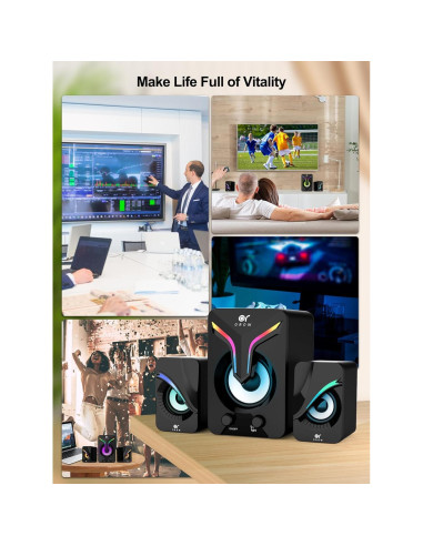 Altavoces de Computadora OROW S212 2.1 con Subwoofer y RGB