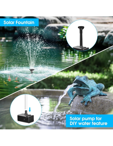 Bomba de Fuente Solar Biling 8W con Batería 3600mAh y 5 Boquillas