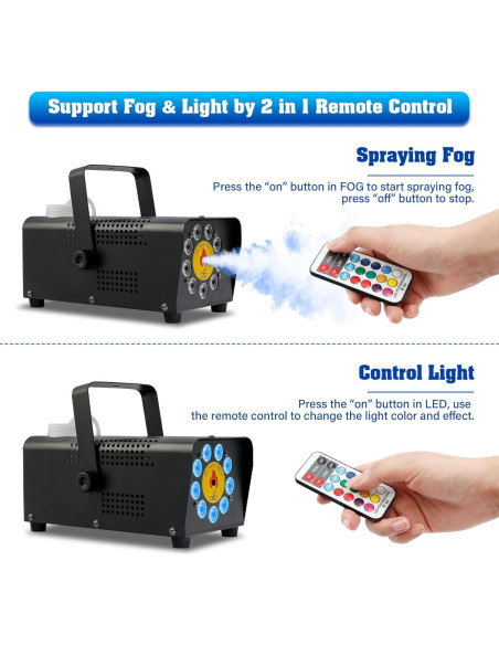 Máquina de Niebla TCFUNDY 500W con 9 Luces LED y Control Remoto