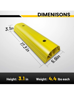 Topes de Estacionamiento HOXWELL Amarillo 2 Piezas 43.94 cm 2