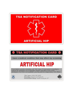 Tarjeta de Notificación TSA para Cadera Artificial - 2 Unidades