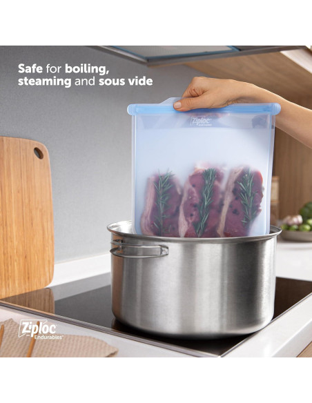 Bolsas Ziploc Endurables Grandes y Contenedor Mediano Silicona