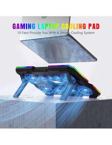 Base de Enfriamiento para Laptop Trullypine 12-17" RGB 10 Ventiladores