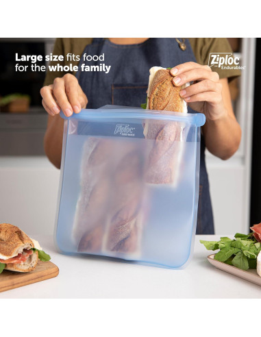 Bolsas Ziploc Endurables Grandes y Contenedor Mediano Silicona